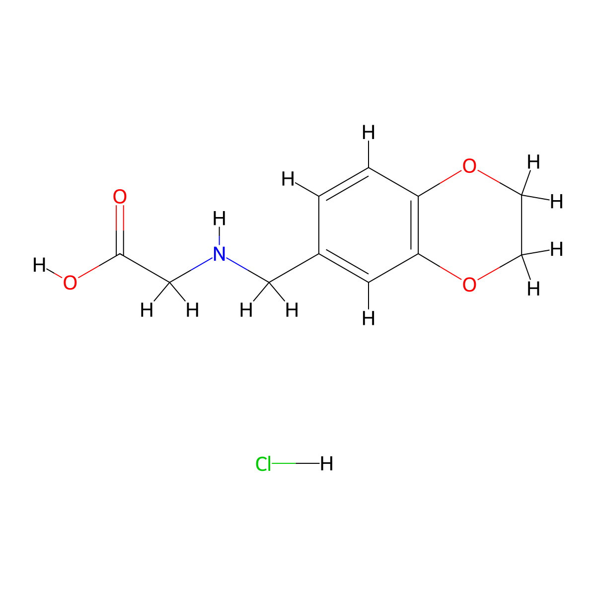 2-[(2,3-Dihydro-1,4-benzodioxin-6-ylmethyl)amino]acetic acid hydrochloride molecular structure, CAS 31127-41-0
