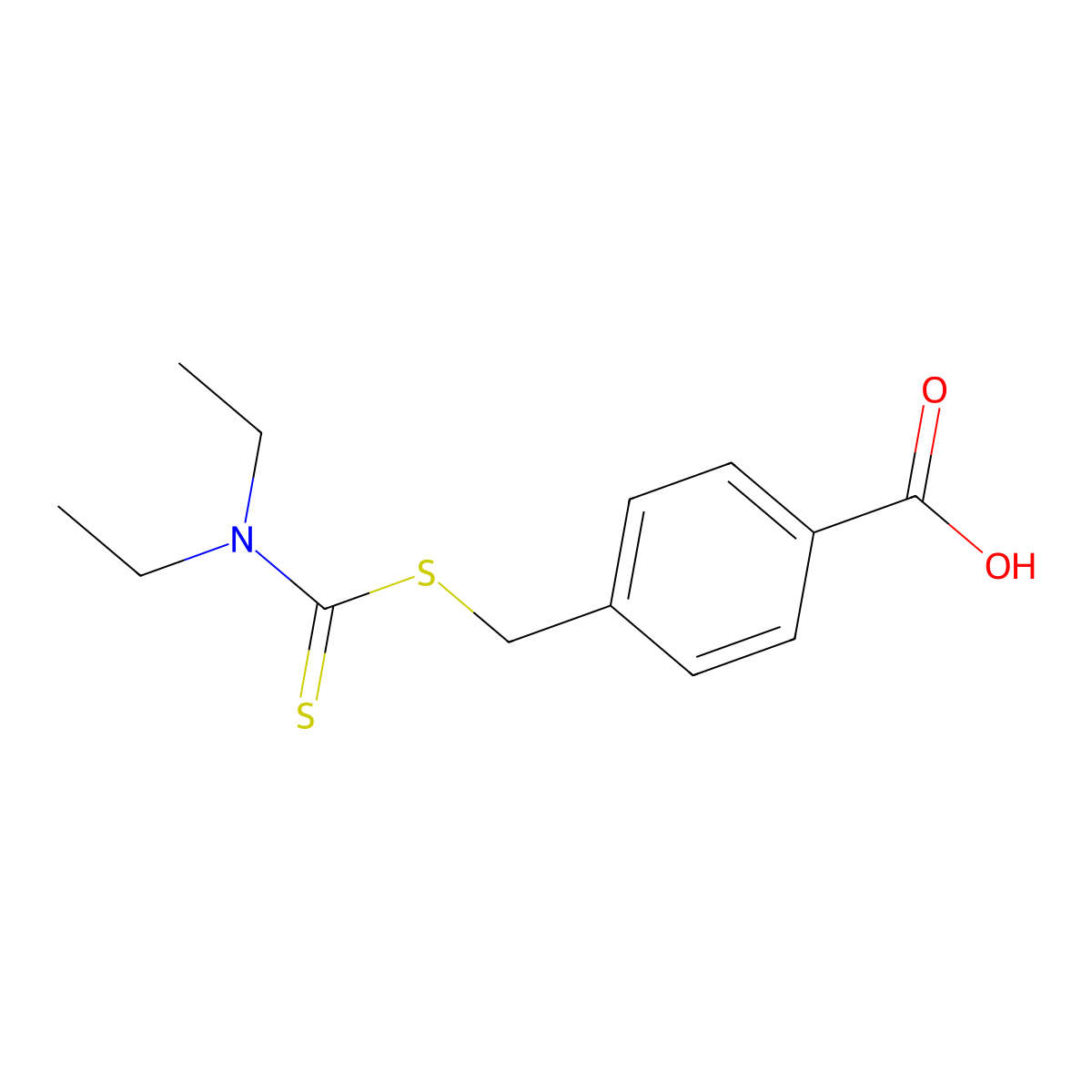 4-(((Diethylcarbamothioyl)thio)methyl)benzoic acid molecular structure, CAS 31129-34-7