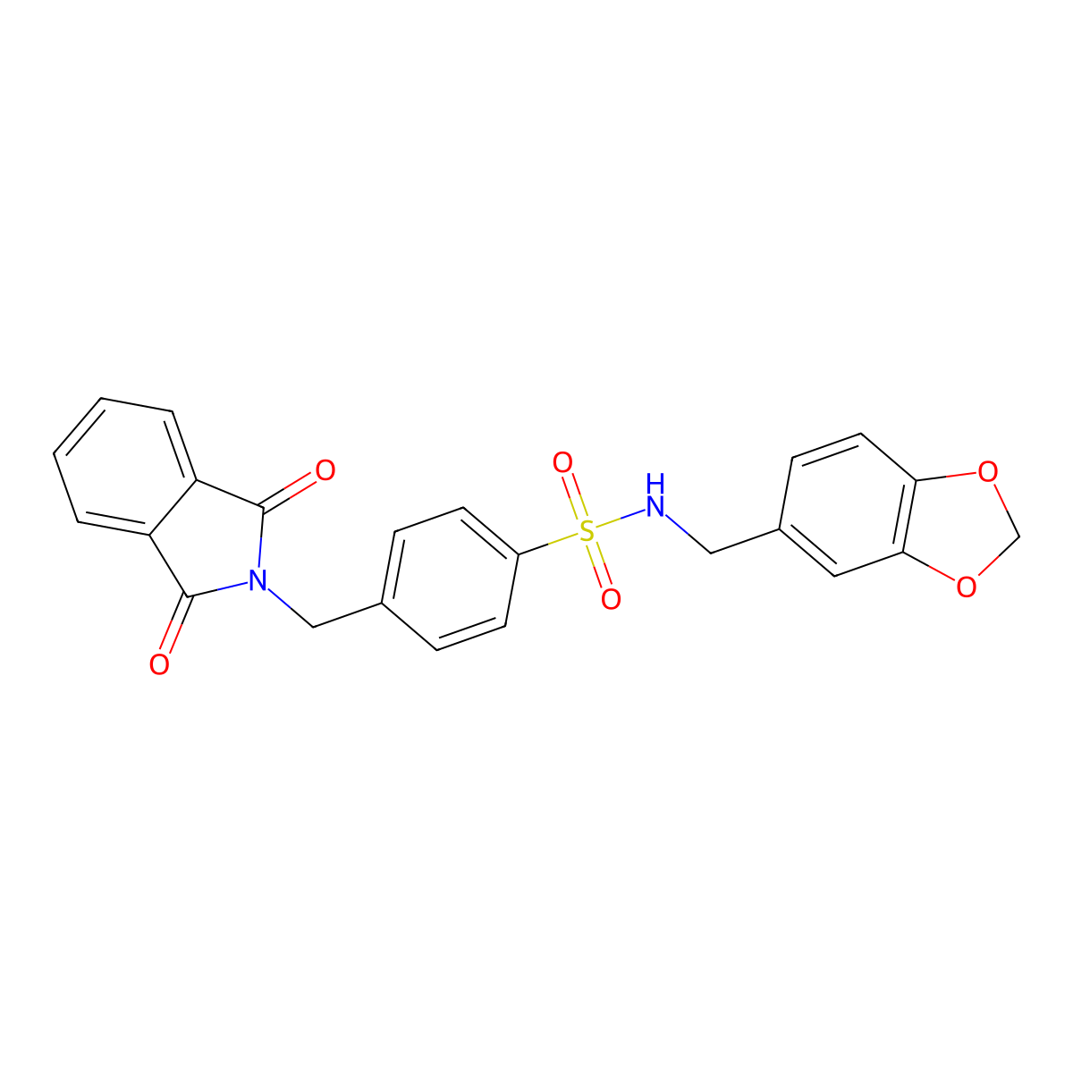 N-(1,3-benzodioxol-5-ylmethyl)-4-[(1,3-dioxoisoindol-2-yl)methyl]benzenesulfonamide molecular structure, CAS 311314-02-0