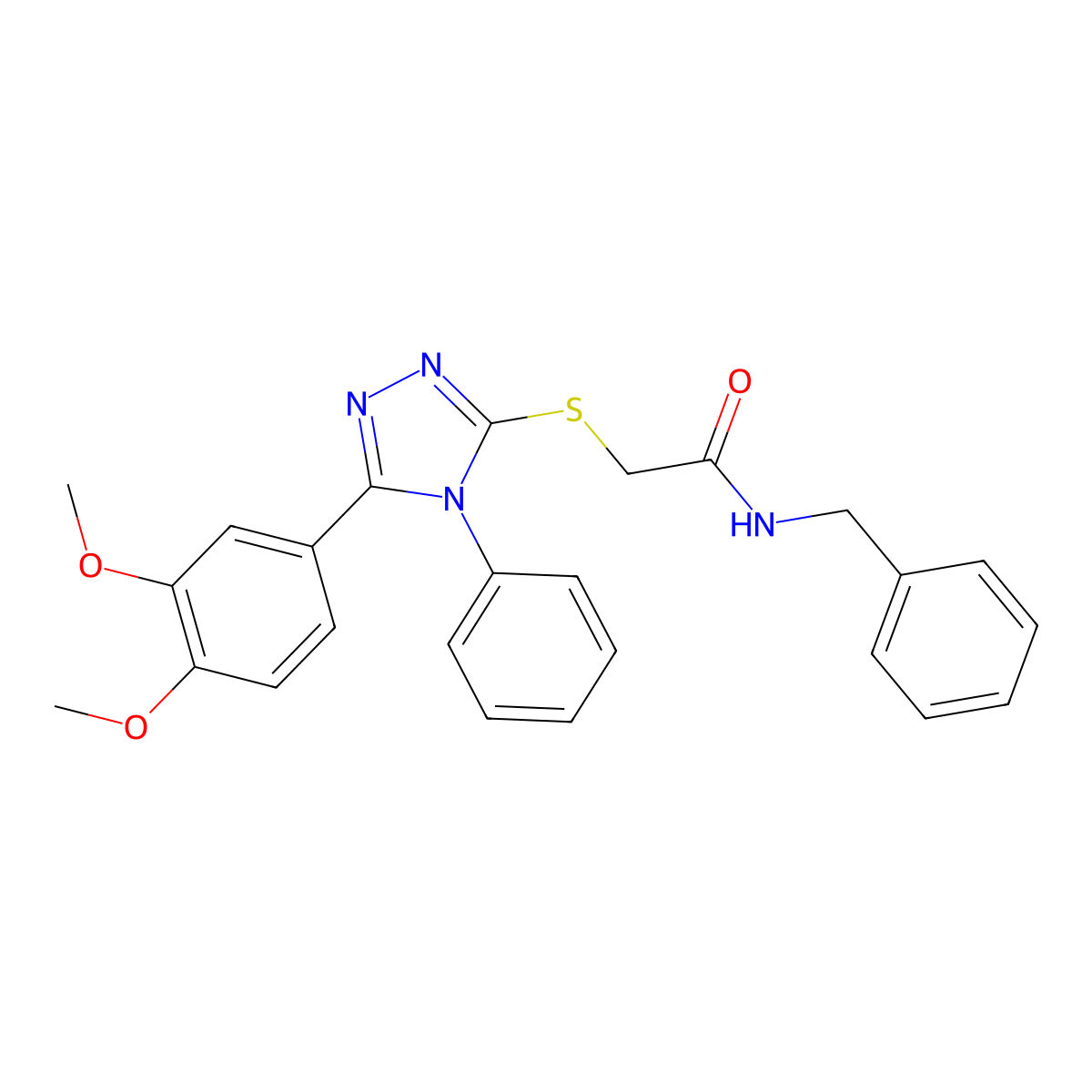 N-benzyl-2-{[5-(3,4-dimethoxyphenyl)-4-phenyl-4H-1,2,4-triazol-3-yl]sulfanyl}acetamide molecular structure, CAS 311314-05-3