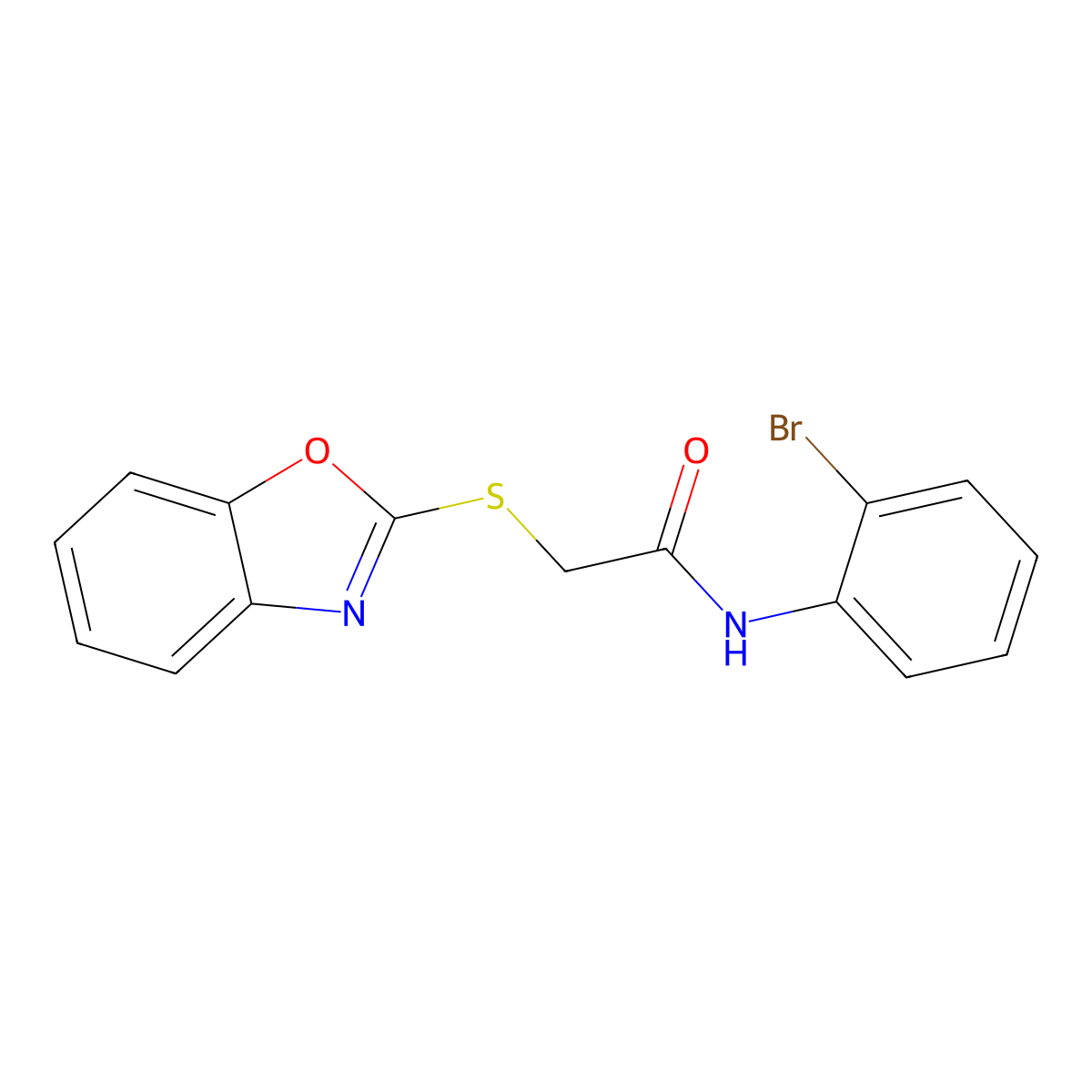 2-(1,3-benzoxazol-2-ylsulfanyl)-N-(2-bromophenyl)acetamide molecular structure, CAS 311314-41-7