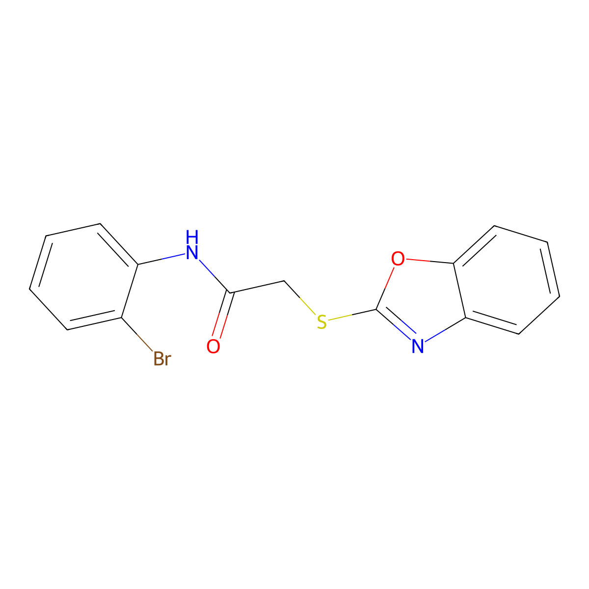 2-(1,3-benzoxazol-2-ylsulfanyl)-N-(2-bromophenyl)acetamide molecular structure, CAS 311314-41-7