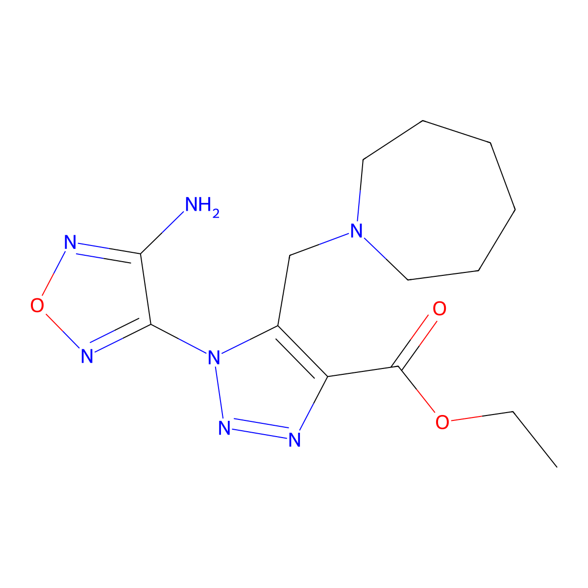 Ethyl 1-(4-amino-1,2,5-oxadiazol-3-yl)-5-[(hexahydro-1H-azepin-1-yl)methyl]-1H-1,2,3-triazole-4-carboxylate molecular structure, CAS 311314-86-0