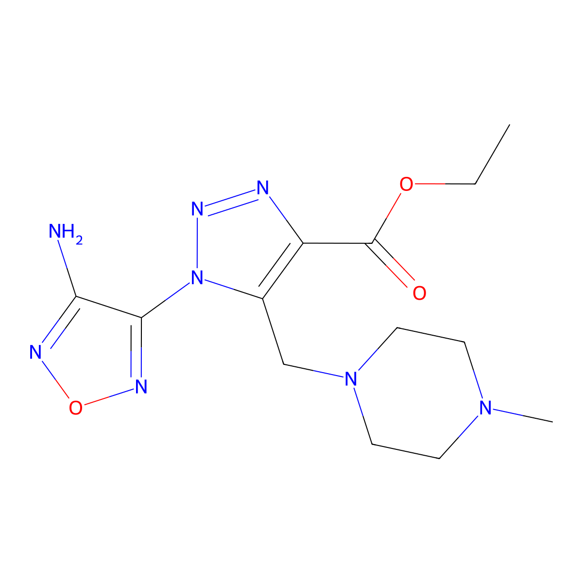 Ethyl 1-(4-amino-1,2,5-oxadiazol-3-yl)-5-((4-methyl-1-piperazinyl)methyl)-1H-1,2,3-triazole-4-carboxylate molecular structure, CAS 311314-87-1