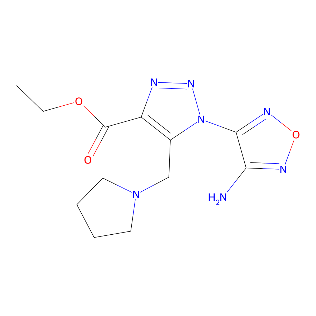 Ethyl 1-(4-amino-1,2,5-oxadiazol-3-yl)-5-(1-pyrrolidinylmethyl)-1H-1,2,3-triazole-4-carboxylate molecular structure, CAS 311314-88-2