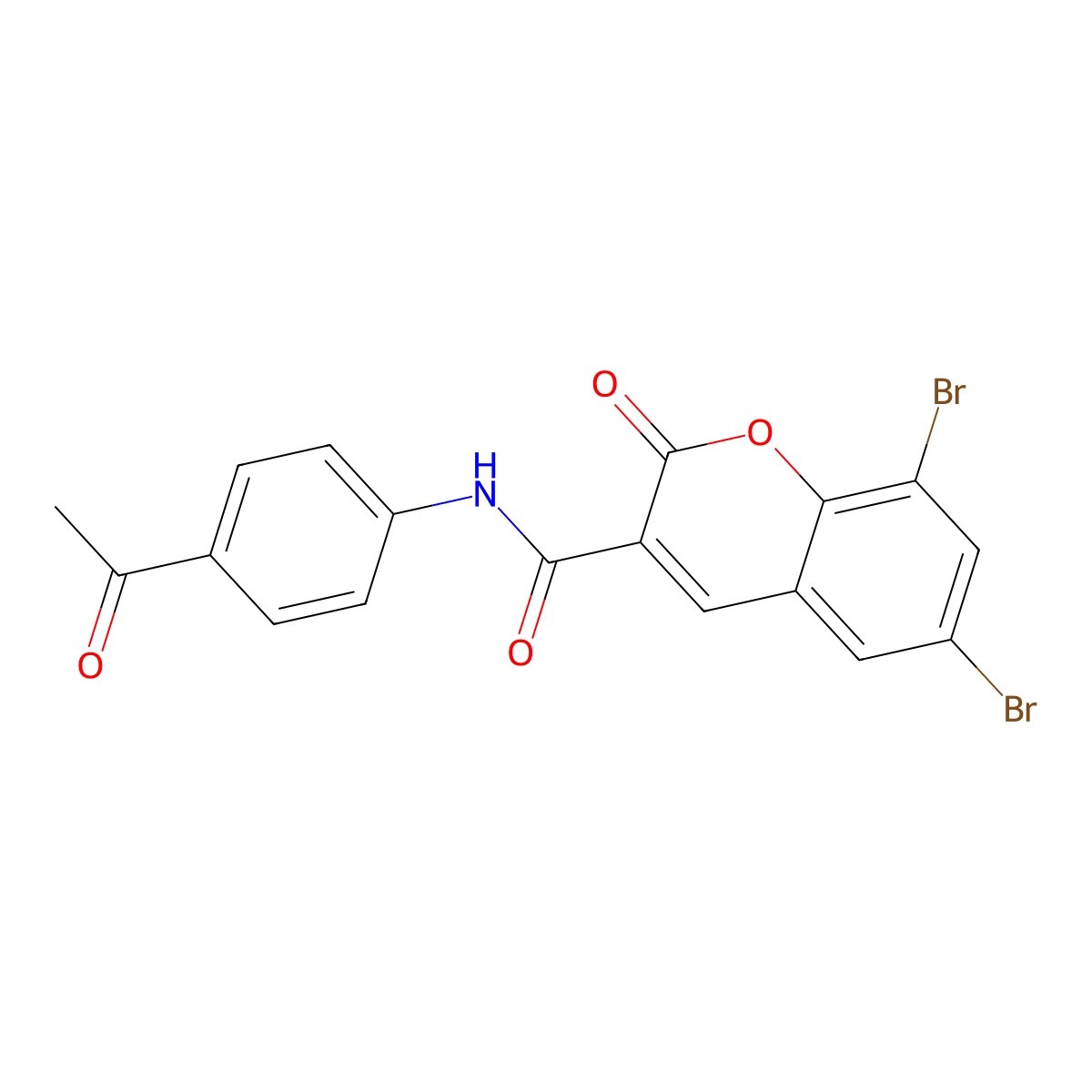 N-(4-acetylphenyl)-6,8-dibromo-2-oxo-2H-chromene-3-carboxamide molecular structure, CAS 311315-40-9
