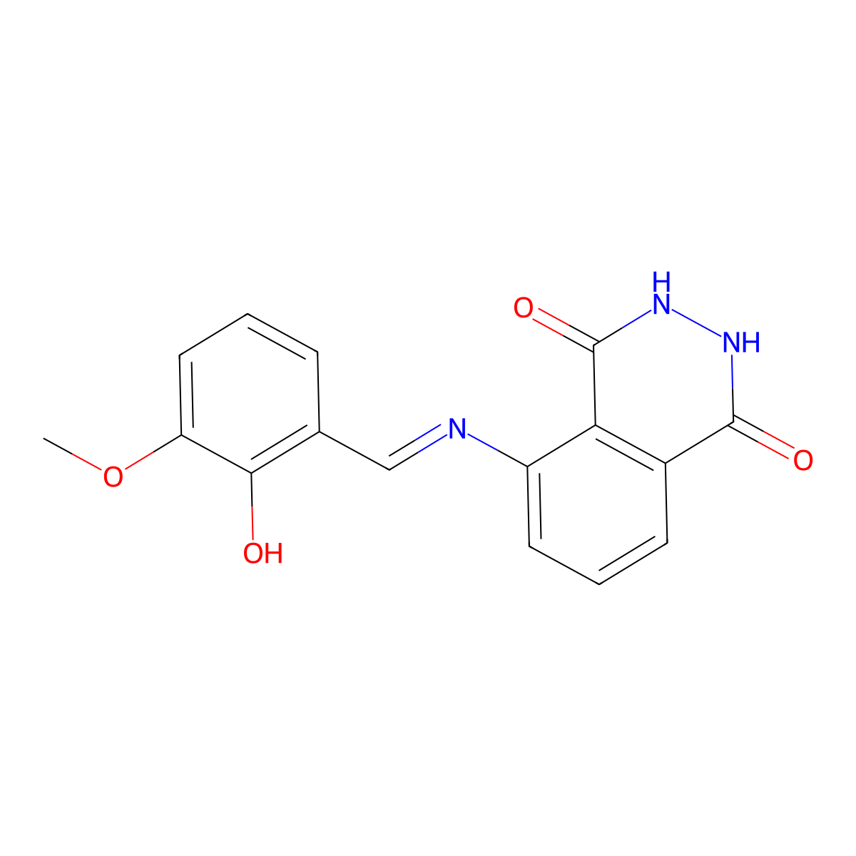 5-[(2-Hydroxy-3-methoxybenzylidene)amino]-2,3-dihydro-1,4-phthalazinedione molecular structure, CAS 311315-46-5