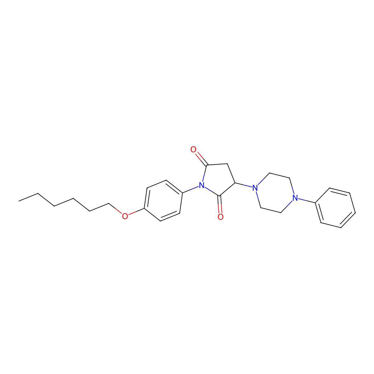 1-(4-Hexoxyphenyl)-3-(4-phenylpiperazin-1-yl)pyrrolidine-2,5-dione molecular structure, CAS 311315-69-2