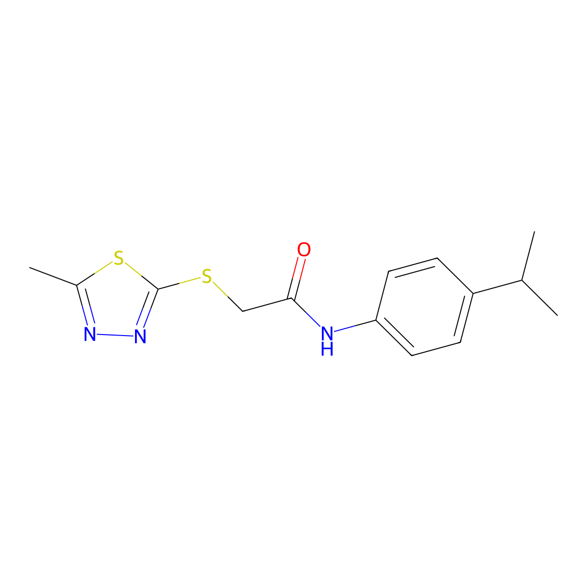 2-[(5-methyl-1,3,4-thiadiazol-2-yl)sulfanyl]-N-(4-propan-2-ylphenyl)acetamide molecular structure, CAS 311315-74-9