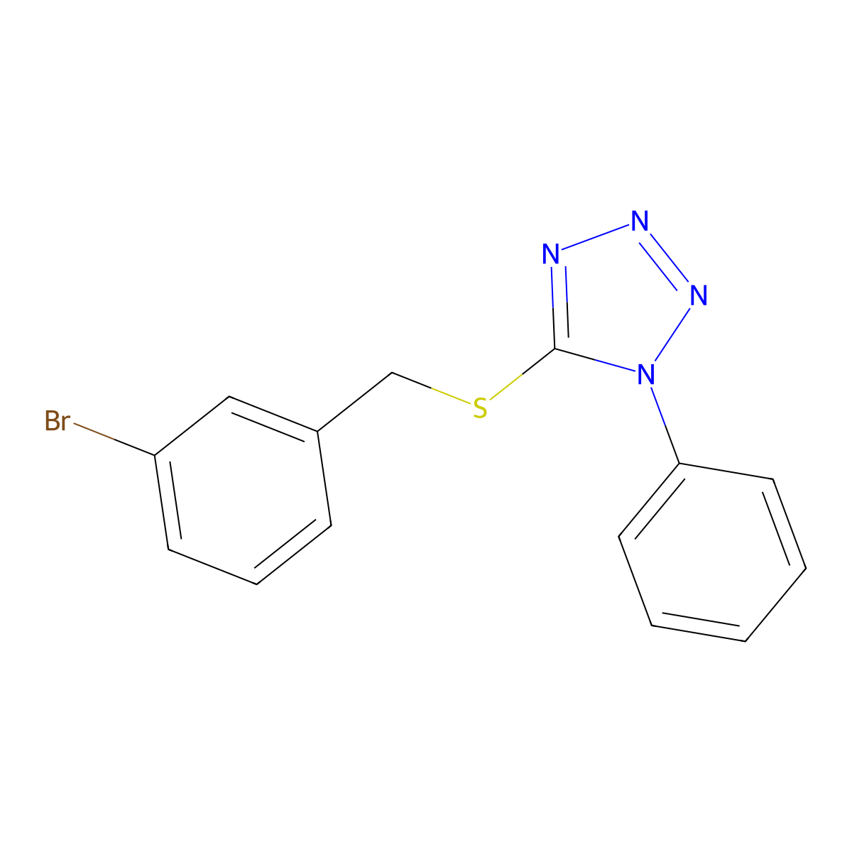 3-bromobenzyl 1-phenyl-1H-tetraazol-5-yl sulfide molecular structure, CAS 311315-75-0