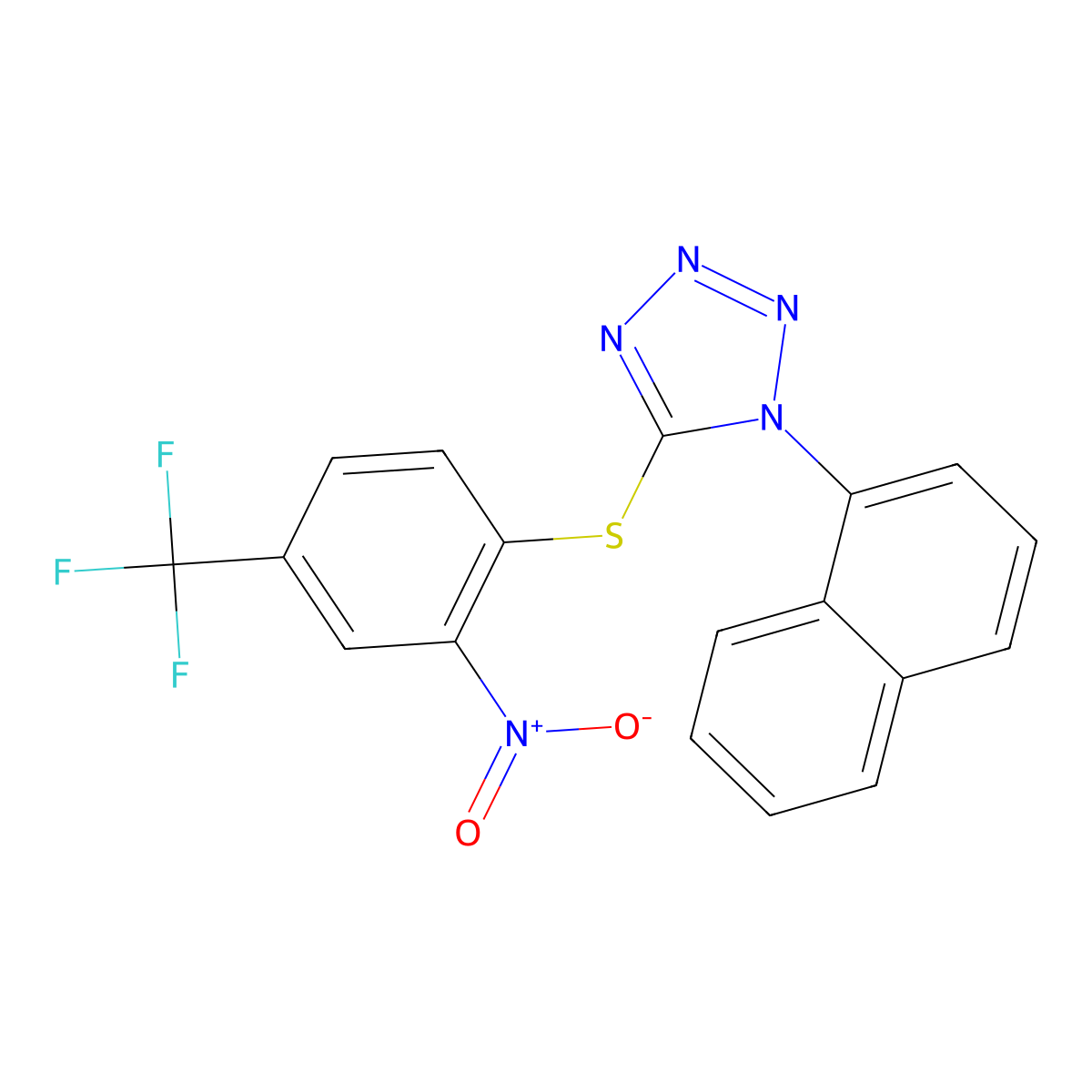 1-Naphthalen-1-yl-5-[2-nitro-4-(trifluoromethyl)phenyl]sulfanyltetrazole molecular structure, CAS 311315-76-1