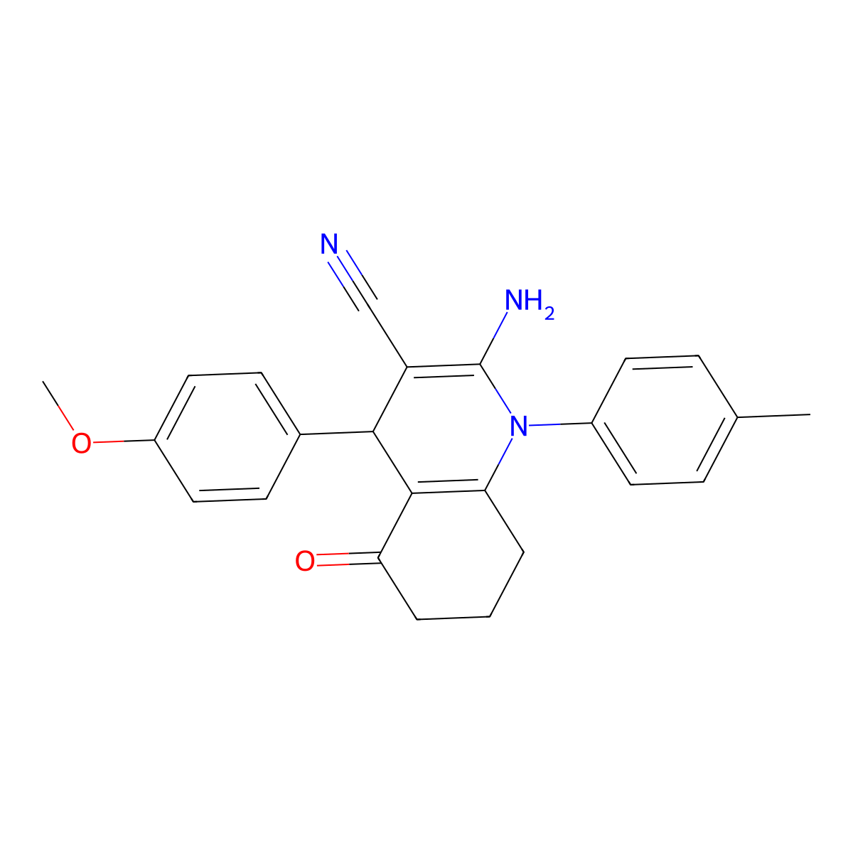 2-Amino-4-(4-methoxyphenyl)-1-(4-methylphenyl)-5-oxo-1,4,5,6,7,8-hexahydro-3-quinolinecarbonitrile molecular structure, CAS 311315-97-6