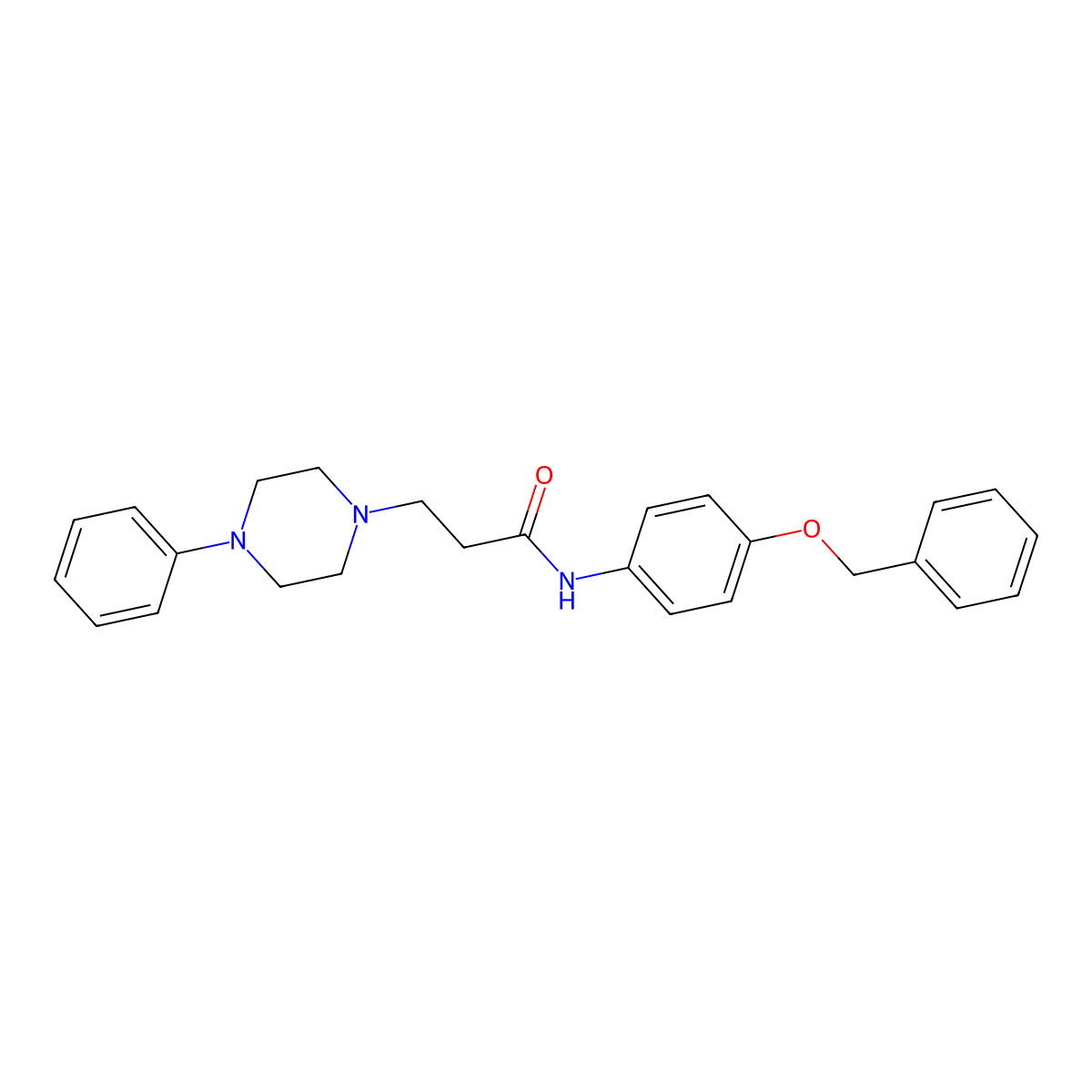 N-(4-phenylmethoxyphenyl)-3-(4-phenylpiperazin-1-yl)propanamide molecular structure, CAS 311316-09-3