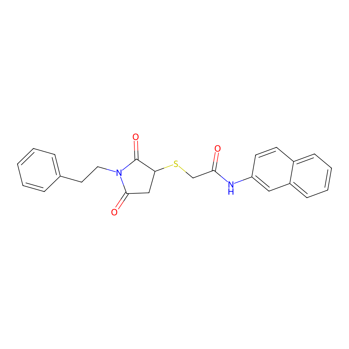 2-{[2,5-dioxo-1-(2-phenylethyl)pyrrolidin-3-yl]sulfanyl}-N-(naphthalen-2-yl)acetamide molecular structure, CAS 311316-15-1