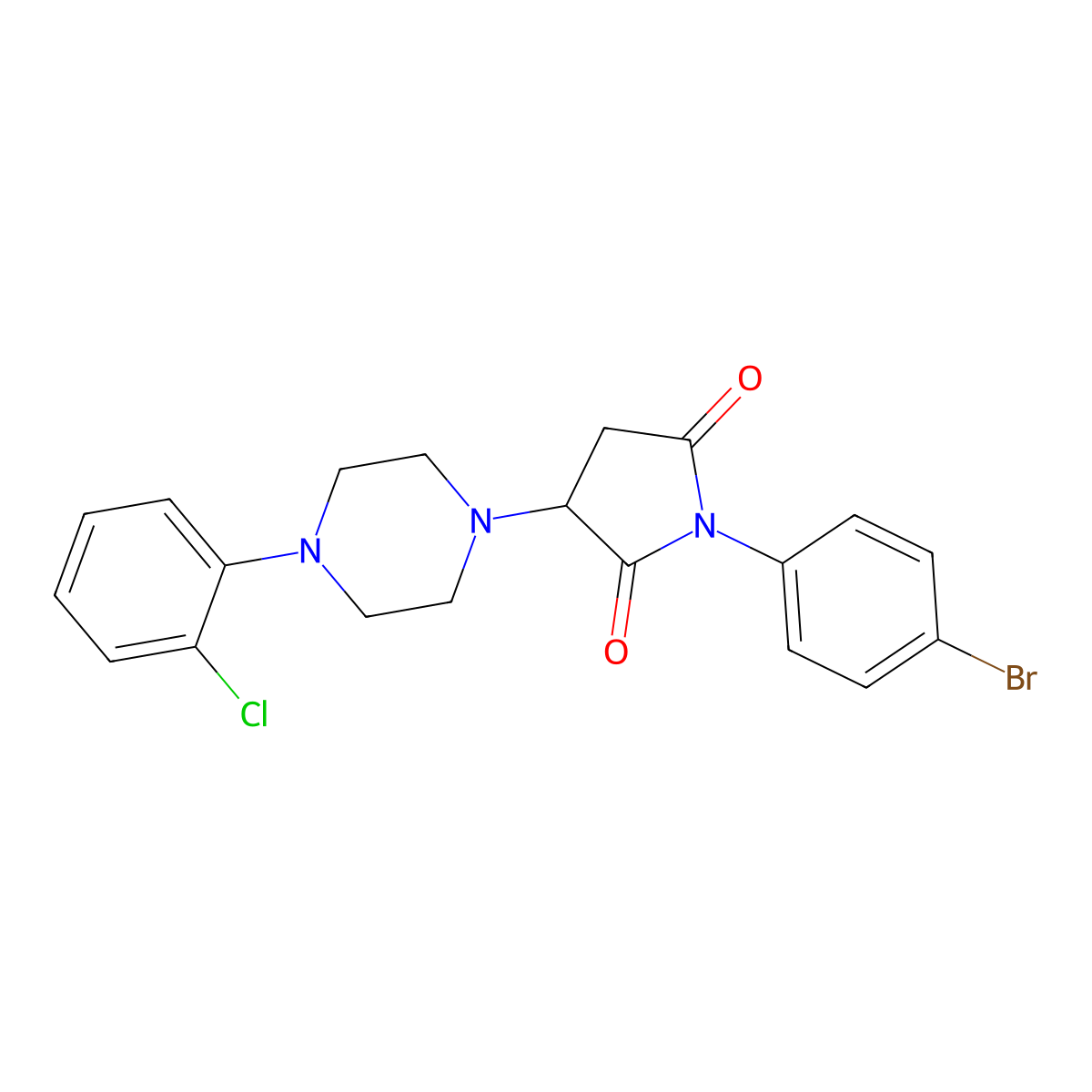 1-(4-Bromophenyl)-3-[4-(2-chlorophenyl)piperazin-1-yl]pyrrolidine-2,5-dione molecular structure, CAS 311316-33-3