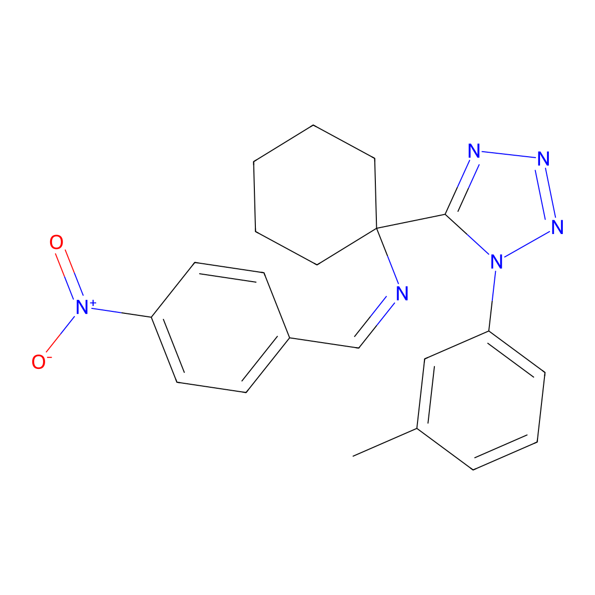 5-[1-({4-nitrobenzylidene}amino)cyclohexyl]-1-(3-methylphenyl)-1H-tetraazole molecular structure, CAS 311316-57-1