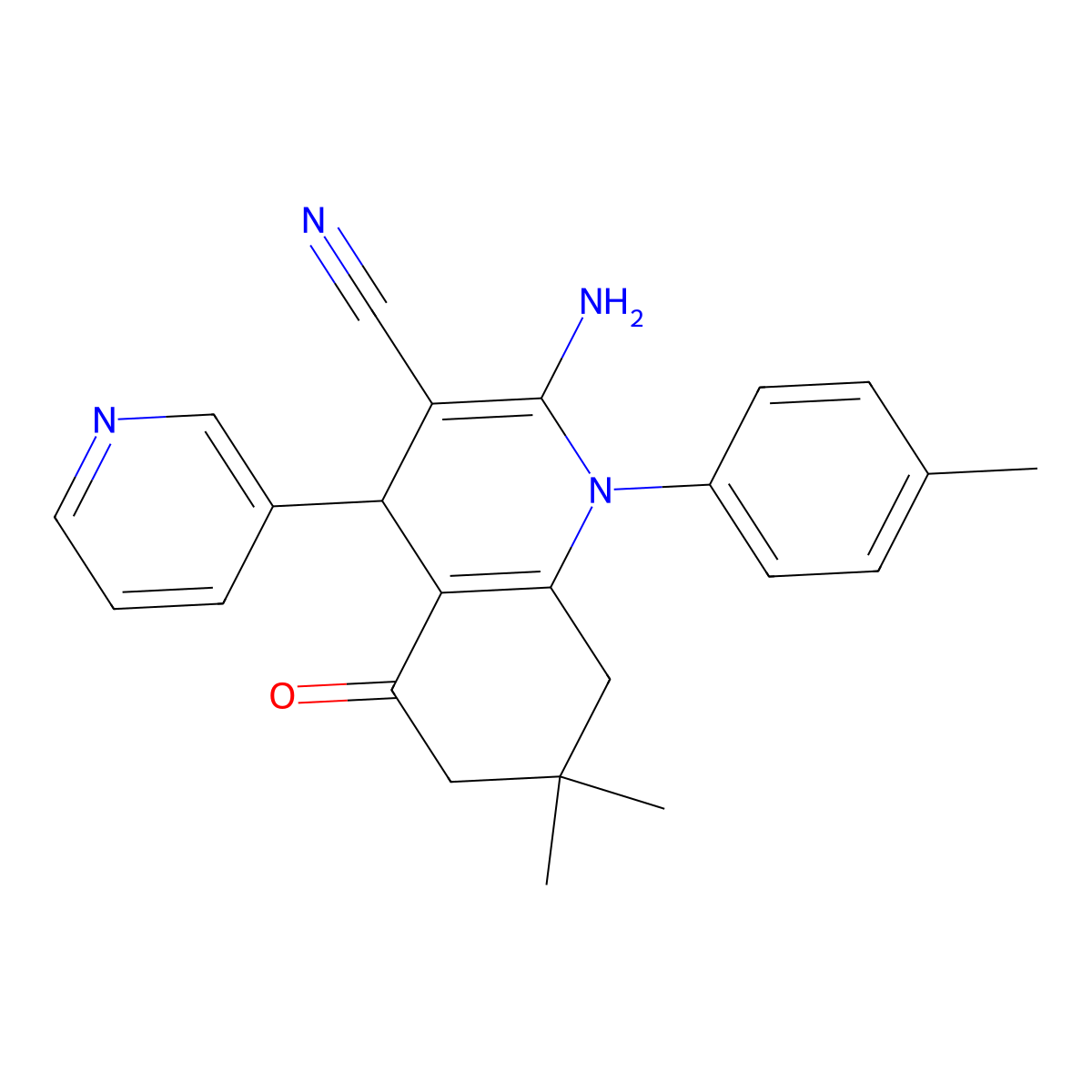 2-Amino-7,7-dimethyl-1-(4-methylphenyl)-5-oxo-4-(3-pyridinyl)-1,4,5,6,7,8-hexahydro-3-quinolinecarbonitrile molecular structure, CAS 311316-61-7