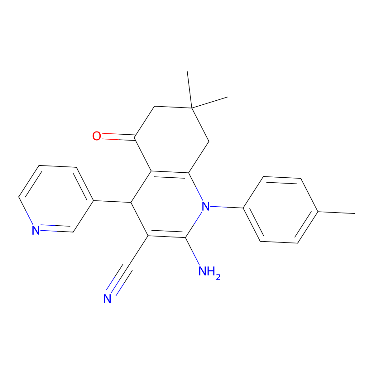 2-Amino-7,7-dimethyl-1-(4-methylphenyl)-5-oxo-4-(3-pyridinyl)-1,4,5,6,7,8-hexahydro-3-quinolinecarbonitrile molecular structure, CAS 311316-61-7