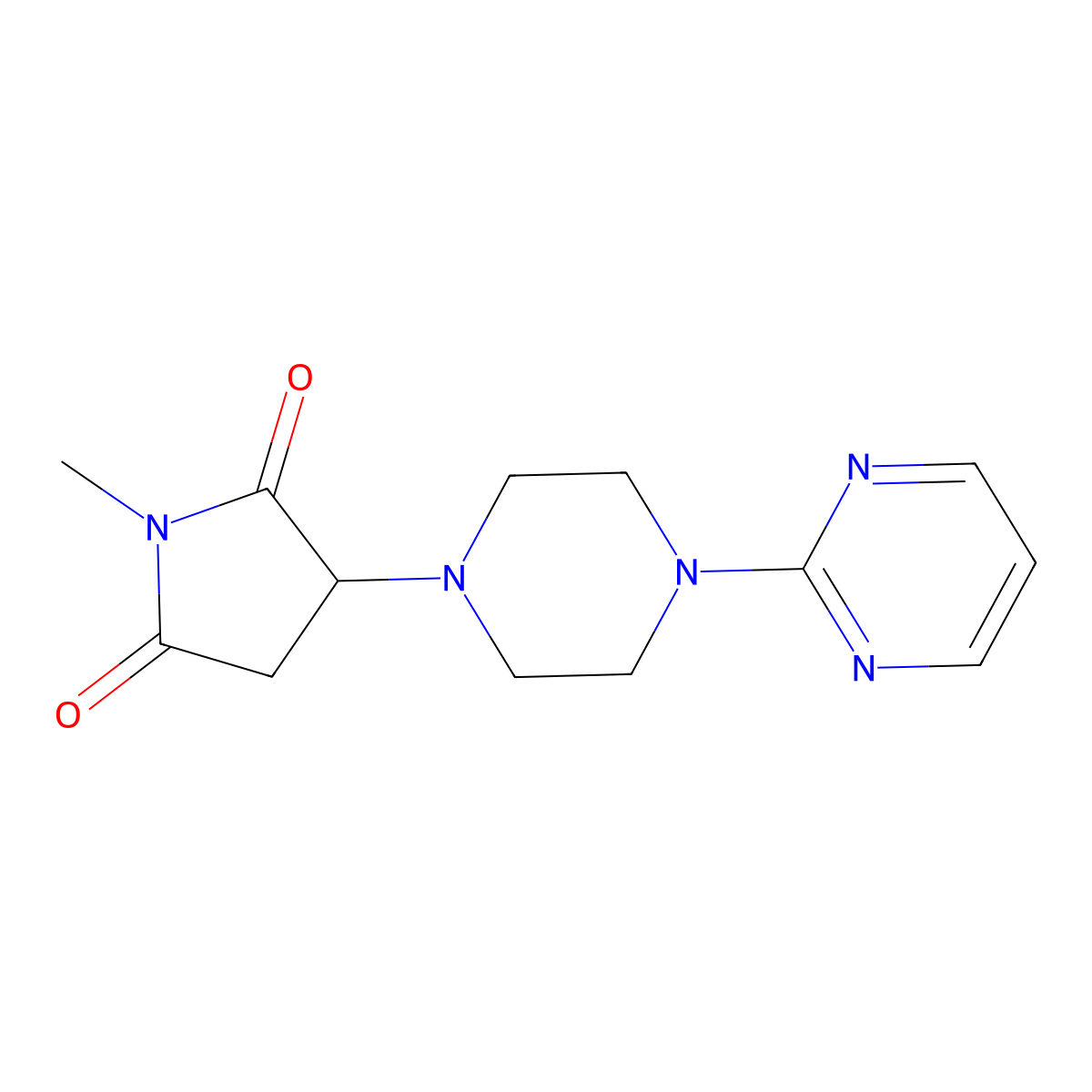 1-Methyl-3-(4-pyrimidin-2-ylpiperazin-1-yl)pyrrolidine-2,5-dione molecular structure, CAS 311317-03-0