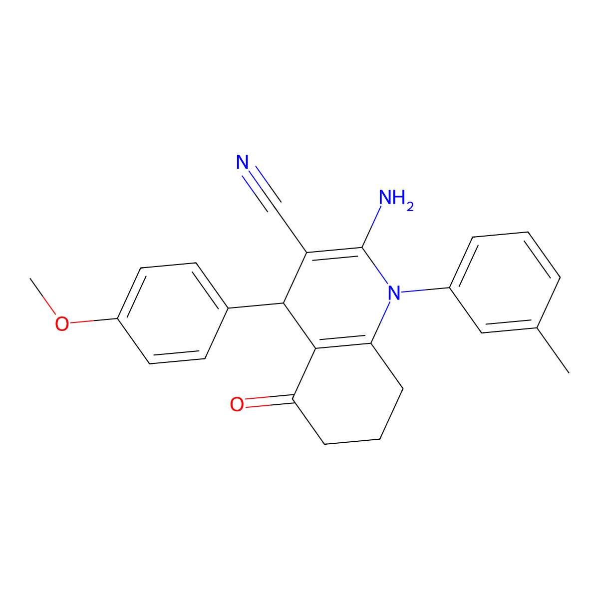 2-Amino-4-(4-methoxyphenyl)-1-(3-methylphenyl)-5-oxo-1,4,5,6,7,8-hexahydro-3-quinolinecarbonitrile molecular structure, CAS 311320-33-9