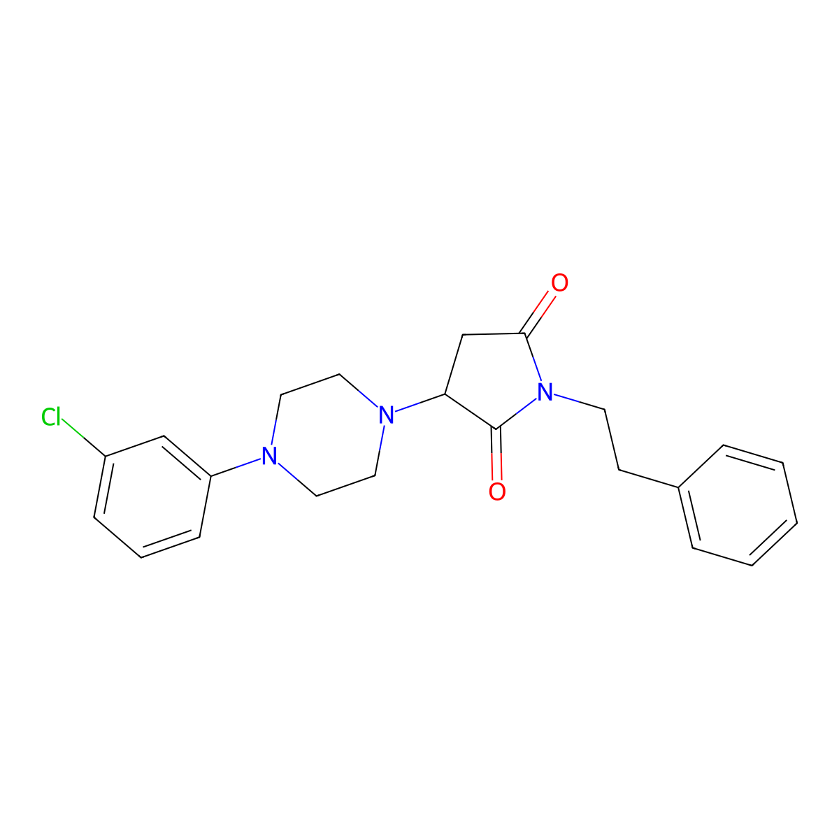 3-[4-(3-Chlorophenyl)piperazin-1-yl]-1-(2-phenylethyl)pyrrolidine-2,5-dione molecular structure, CAS 311320-39-5