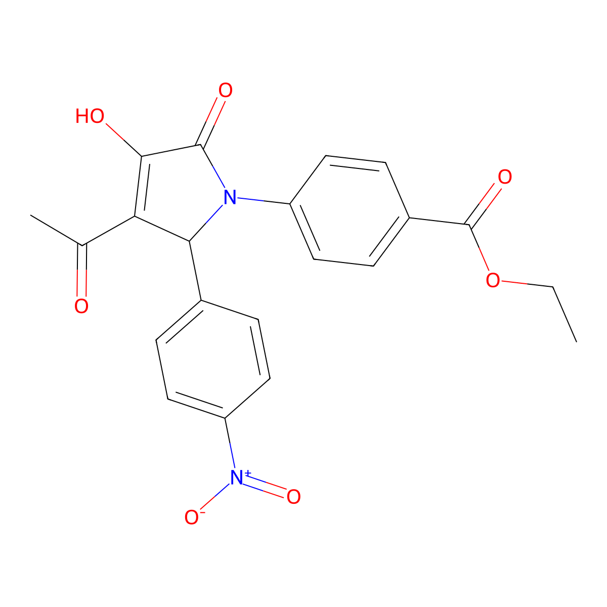 ethyl 4-[3-acetyl-4-hydroxy-2-(4-nitrophenyl)-5-oxo-2H-pyrrol-1-yl]benzoate molecular structure, CAS 311321-09-2
