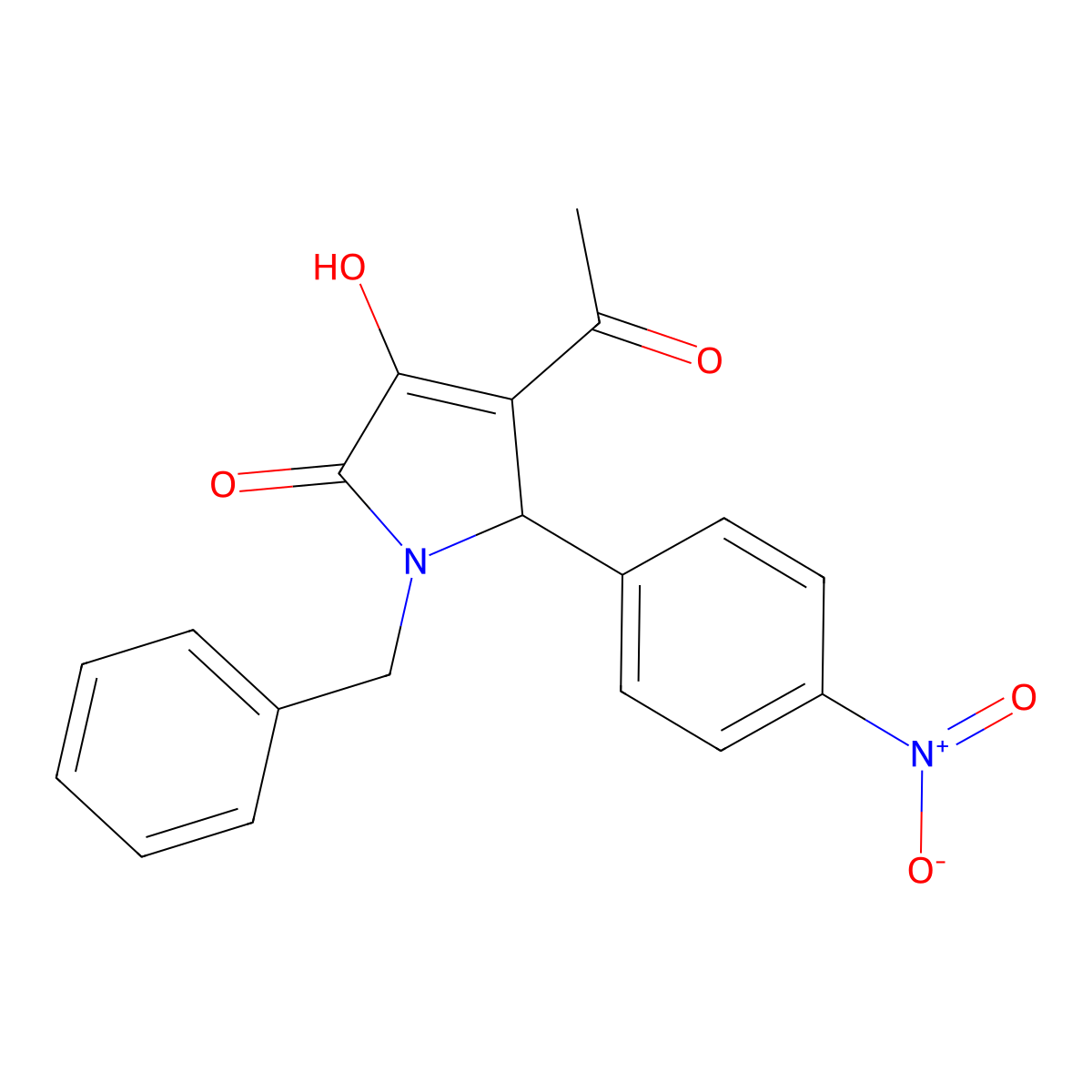 3-acetyl-1-benzyl-4-hydroxy-2-(4-nitrophenyl)-2H-pyrrol-5-one molecular structure, CAS 311321-11-6