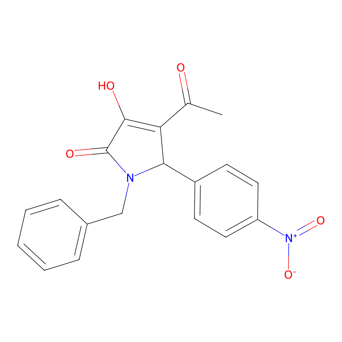 3-acetyl-1-benzyl-4-hydroxy-2-(4-nitrophenyl)-2H-pyrrol-5-one molecular structure, CAS 311321-11-6