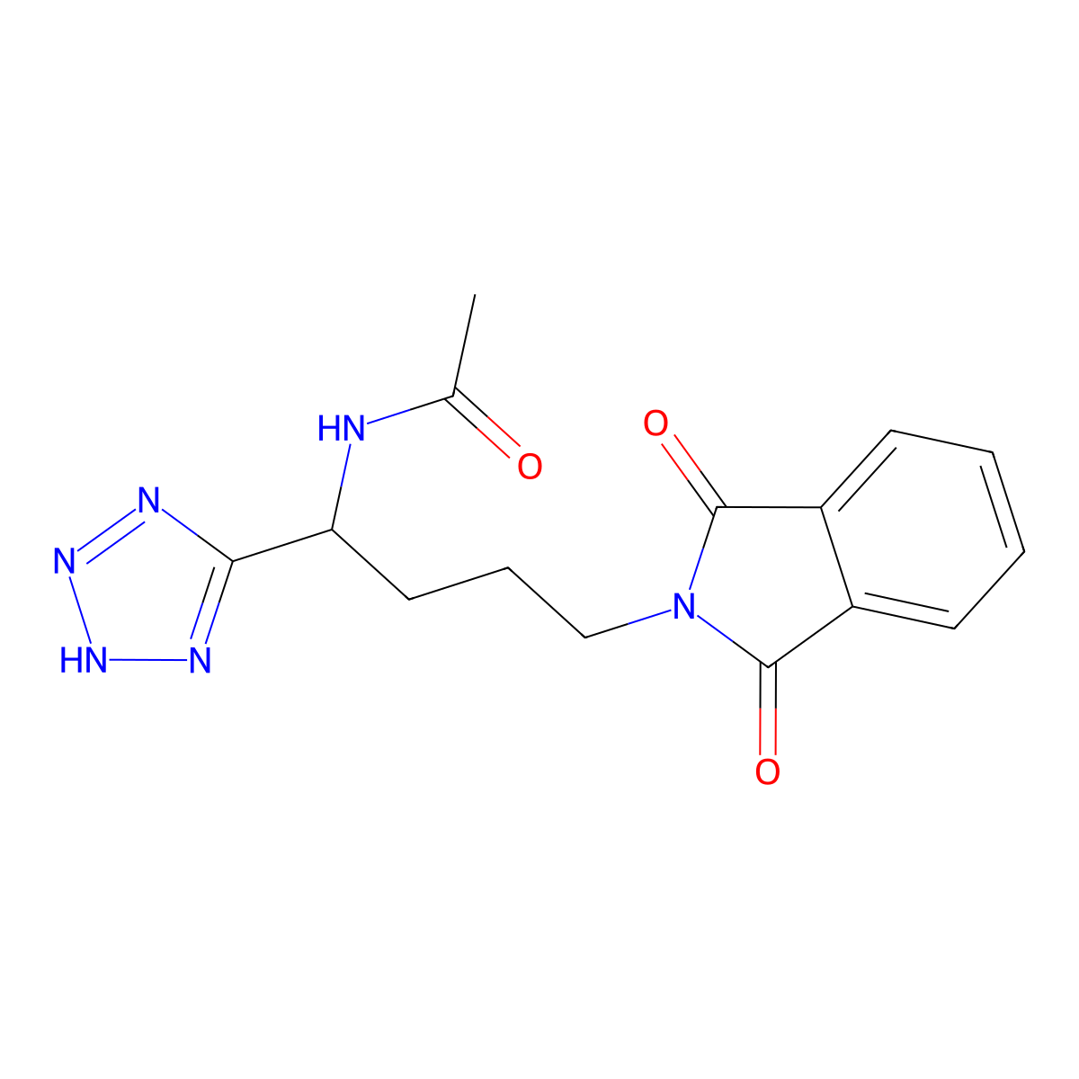 N-[4-(1,3-dioxoisoindol-2-yl)-1-(2H-tetrazol-5-yl)butyl]acetamide molecular structure, CAS 311321-30-9
