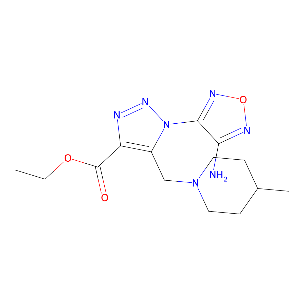 Ethyl 1-(4-amino-1,2,5-oxadiazol-3-yl)-5-((4-methylpiperidin-1-yl)methyl)-1H-1,2,3-triazole-4-carboxylate molecular structure, CAS 311321-78-5