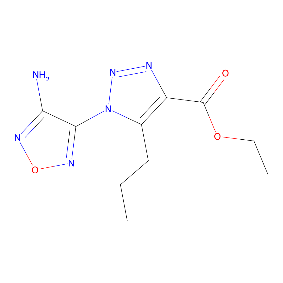 ethyl 1-(4-amino-1,2,5-oxadiazol-3-yl)-5-propyl-1H-1,2,3-triazole-4-carboxylate molecular structure, CAS 311321-82-1