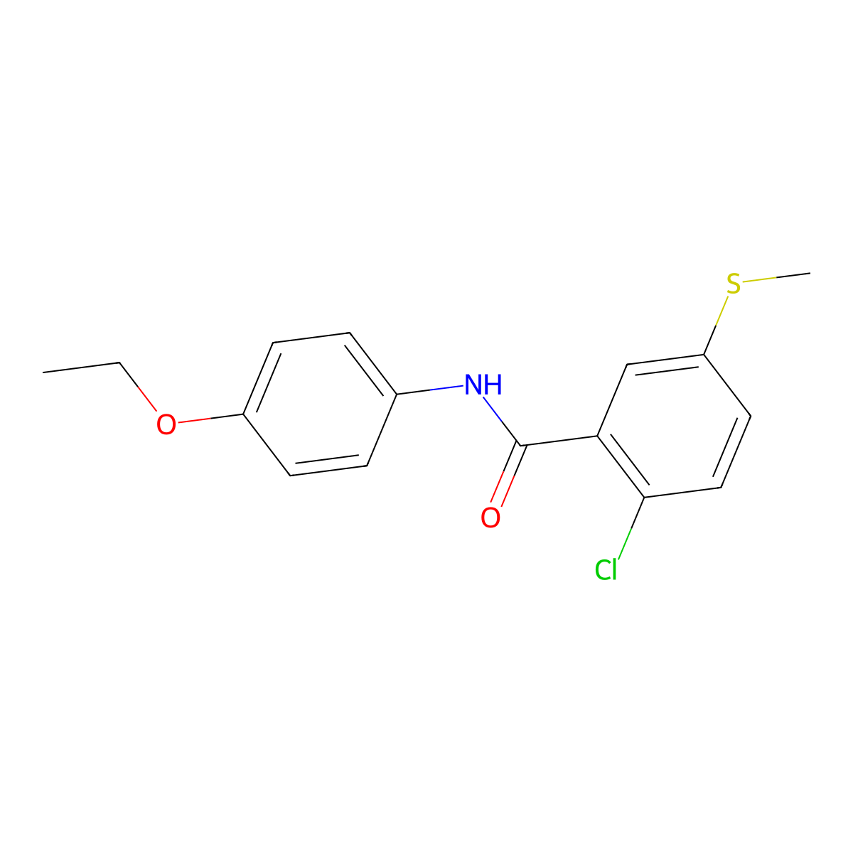 2-Chloro-N-(4-ethoxyphenyl)-5-(methylthio)benzamide molecular structure, CAS 311322-38-0
