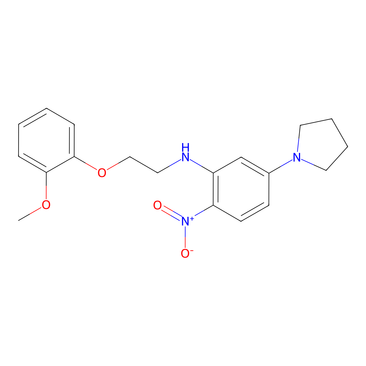 N-[2-(2-methoxyphenoxy)ethyl]-2-nitro-5-pyrrolidin-1-ylaniline molecular structure, CAS 311322-44-8