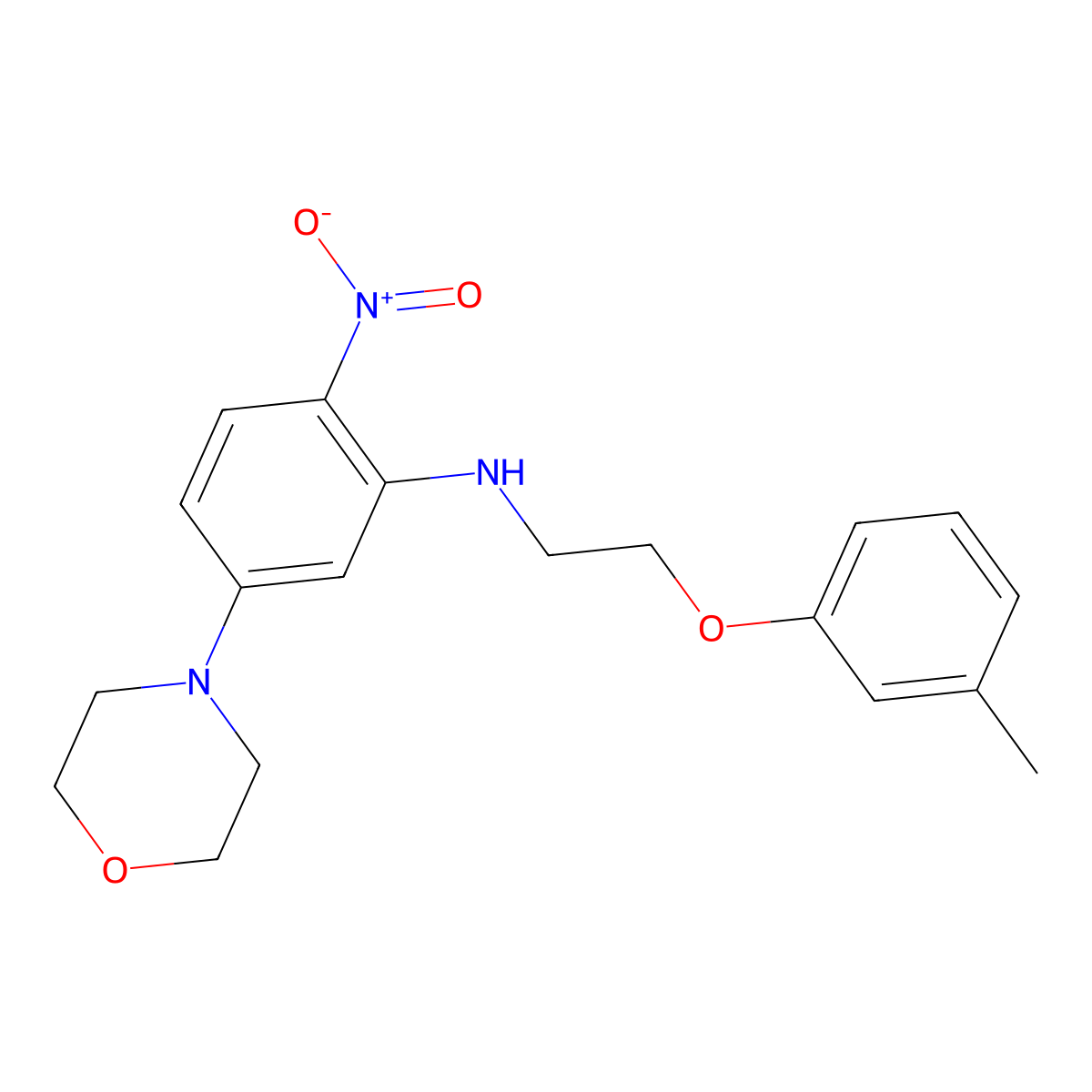N-[2-(3-methylphenoxy)ethyl]-5-(4-morpholinyl)-2-nitroaniline molecular structure, CAS 311322-46-0