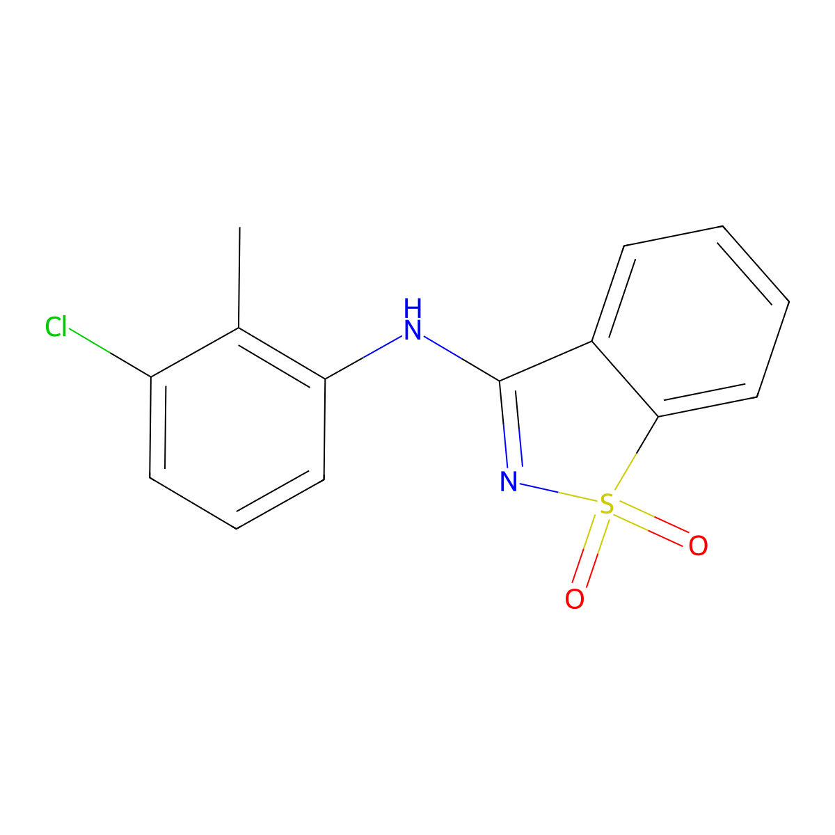 N-(3-chloro-2-methylphenyl)-1,2-benzothiazol-3-amine 1,1-dioxide molecular structure, CAS 311322-82-4