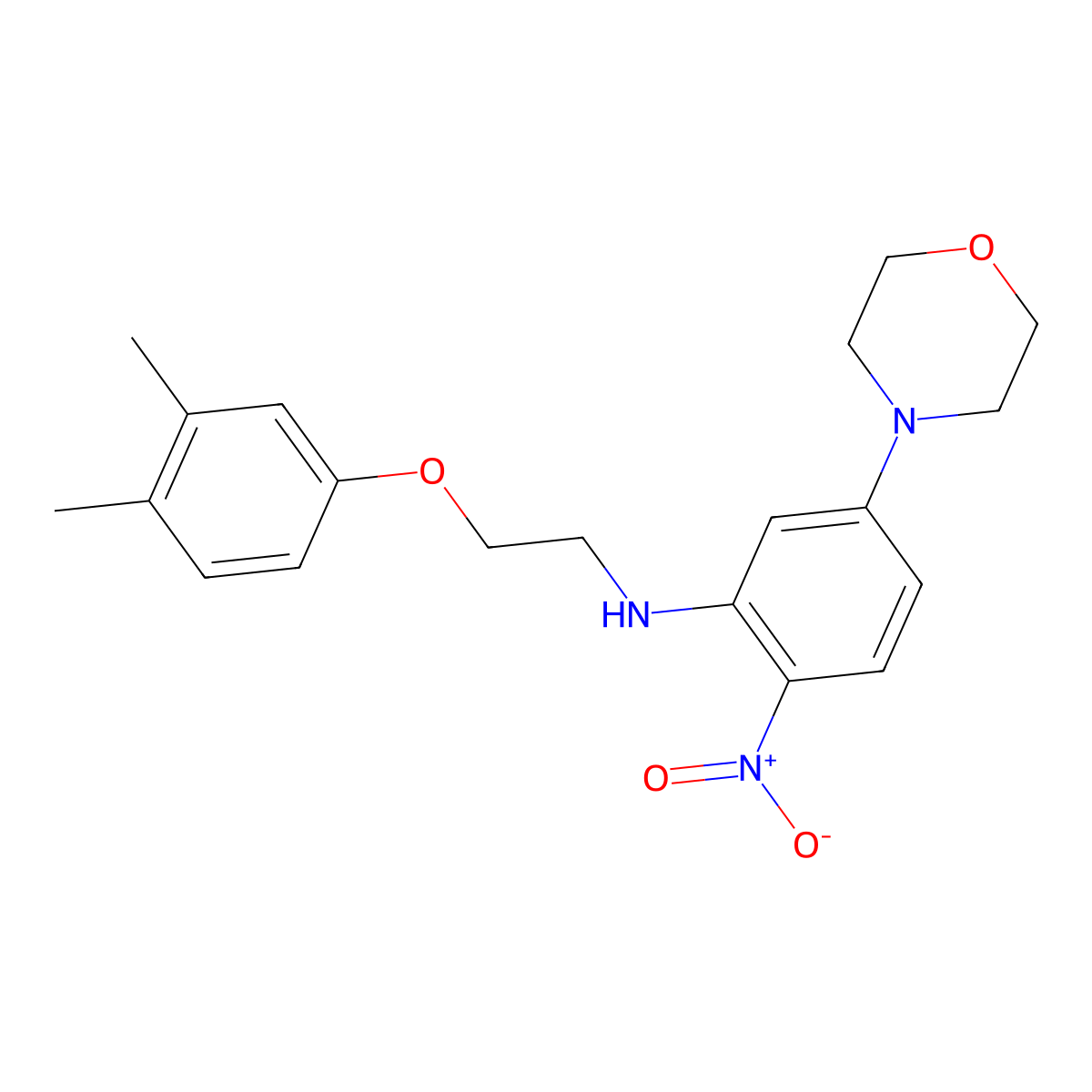 N-[2-(3,4-dimethylphenoxy)ethyl]-5-morpholin-4-yl-2-nitroaniline molecular structure, CAS 311323-09-8