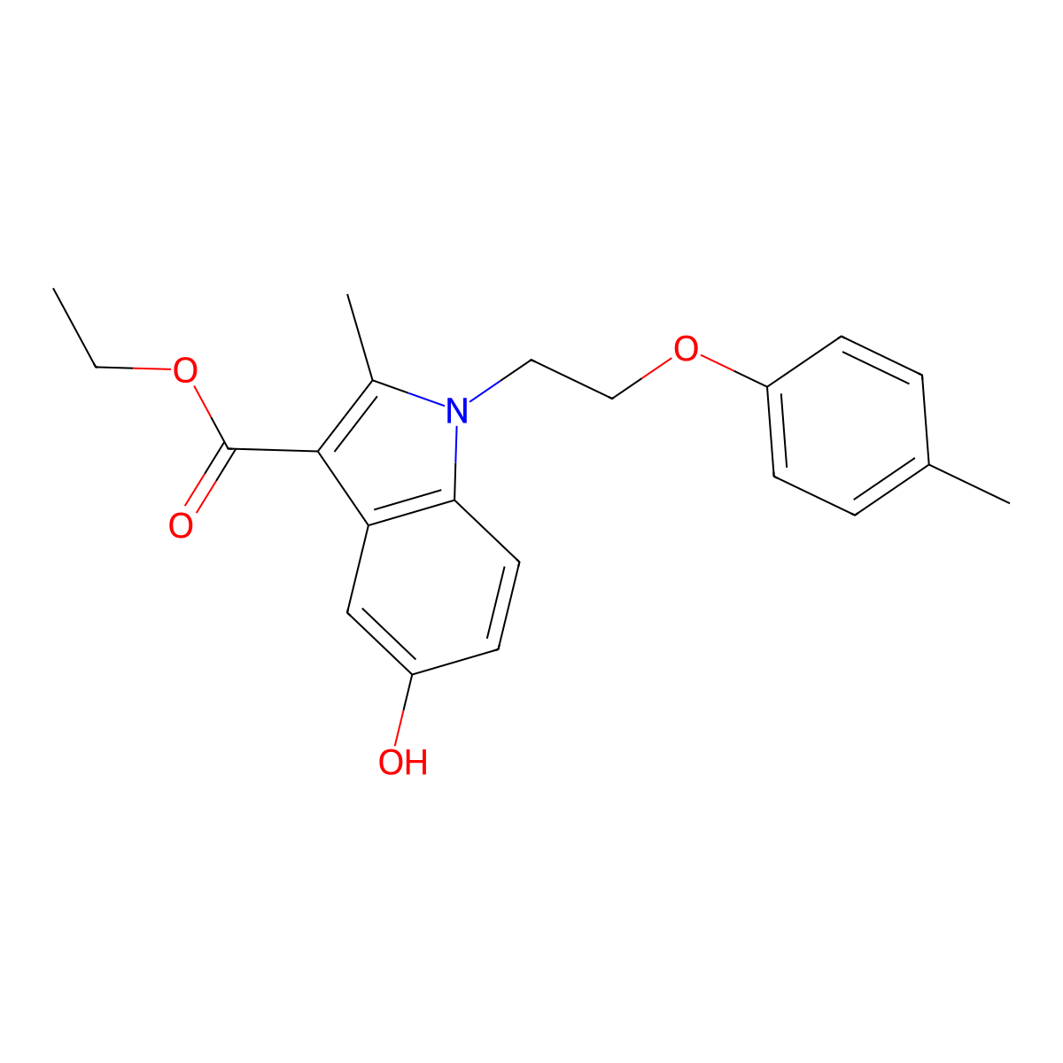 ethyl 5-hydroxy-2-methyl-1-[2-(4-methylphenoxy)ethyl]-1H-indole-3-carboxylate molecular structure, CAS 311323-11-2