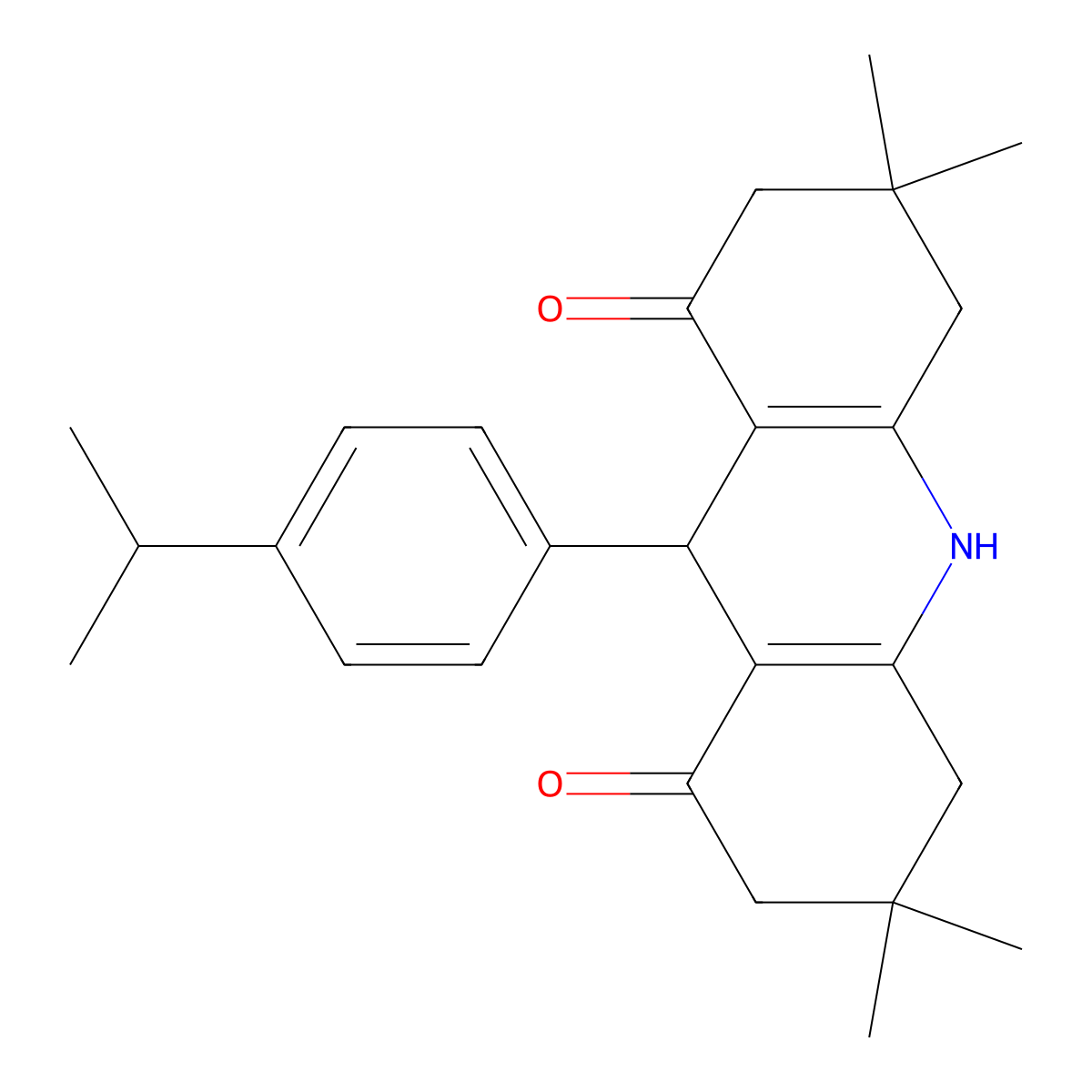 3,3,6,6-Tetramethyl-9-(4-propan-2-ylphenyl)-2,4,5,7,9,10-hexahydroacridine-1,8-dione molecular structure, CAS 311323-15-6