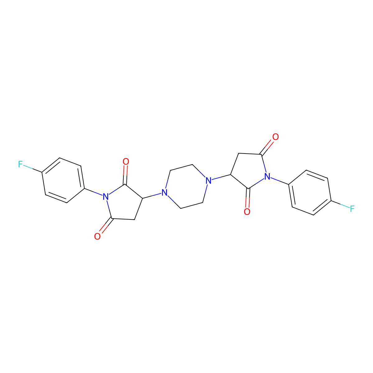 1-(4-Fluorophenyl)-3-{4-[1-(4-fluorophenyl)-2,5-dioxopyrrolidin-3-YL]piperazin-1-YL}pyrrolidine-2,5-dione molecular structure, CAS 311323-35-0