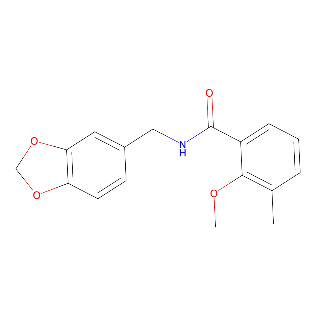 N-(1,3-benzodioxol-5-ylmethyl)-2-methoxy-3-methylbenzamide molecular structure, CAS 311324-06-8
