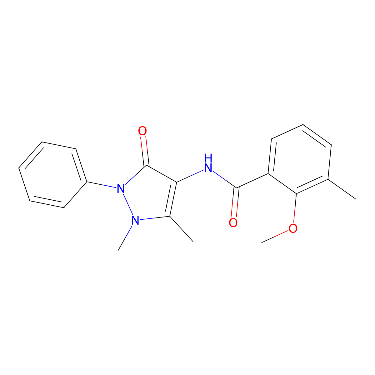 N-(1,5-dimethyl-3-oxo-2-phenyl-2,3-dihydro-1H-pyrazol-4-yl)-2-methoxy-3-methylbenzamide molecular structure, CAS 311324-09-1