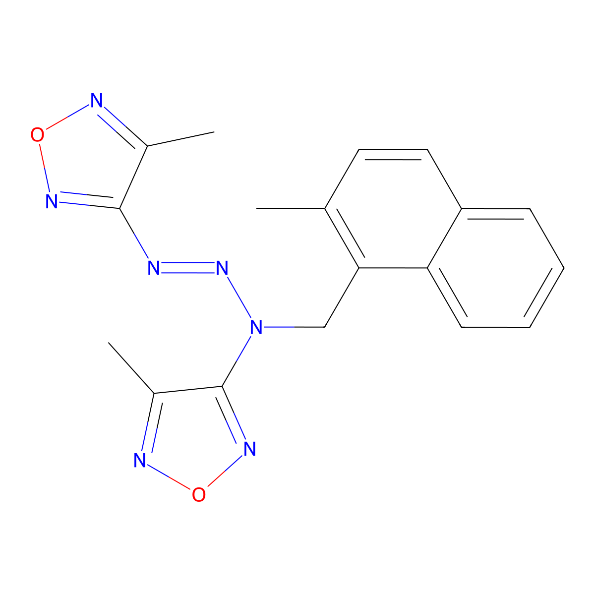 4-methyl-N-[(2-methylnaphthalen-1-yl)methyl]-N-[(4-methyl-1,2,5-oxadiazol-3-yl)diazenyl]-1,2,5-oxadiazol-3-amine molecular structure, CAS 311324-14-8
