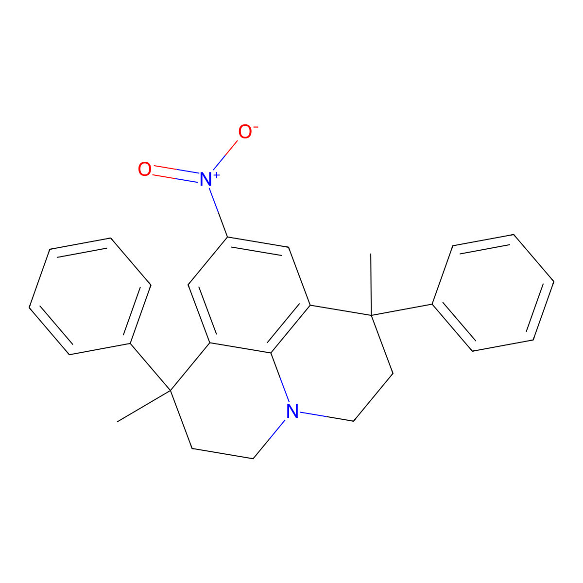 9-nitro-1,7-dimethyl-1,7-diphenyl-2,3,6,7-tetrahydro-1H,5H-pyrido[3,2,1-ij]quinoline molecular structure, CAS 311324-18-2