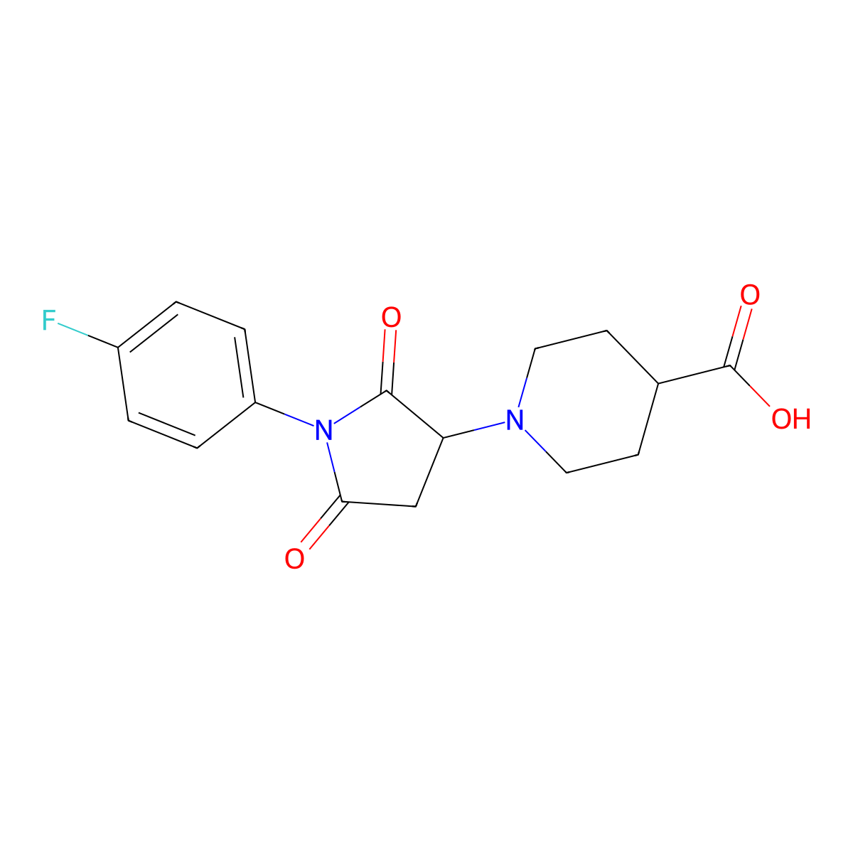 1-[1-(4-Fluorophenyl)-2,5-dioxopyrrolidin-3-yl]piperidine-4-carboxylic acid molecular structure, CAS 311324-50-2