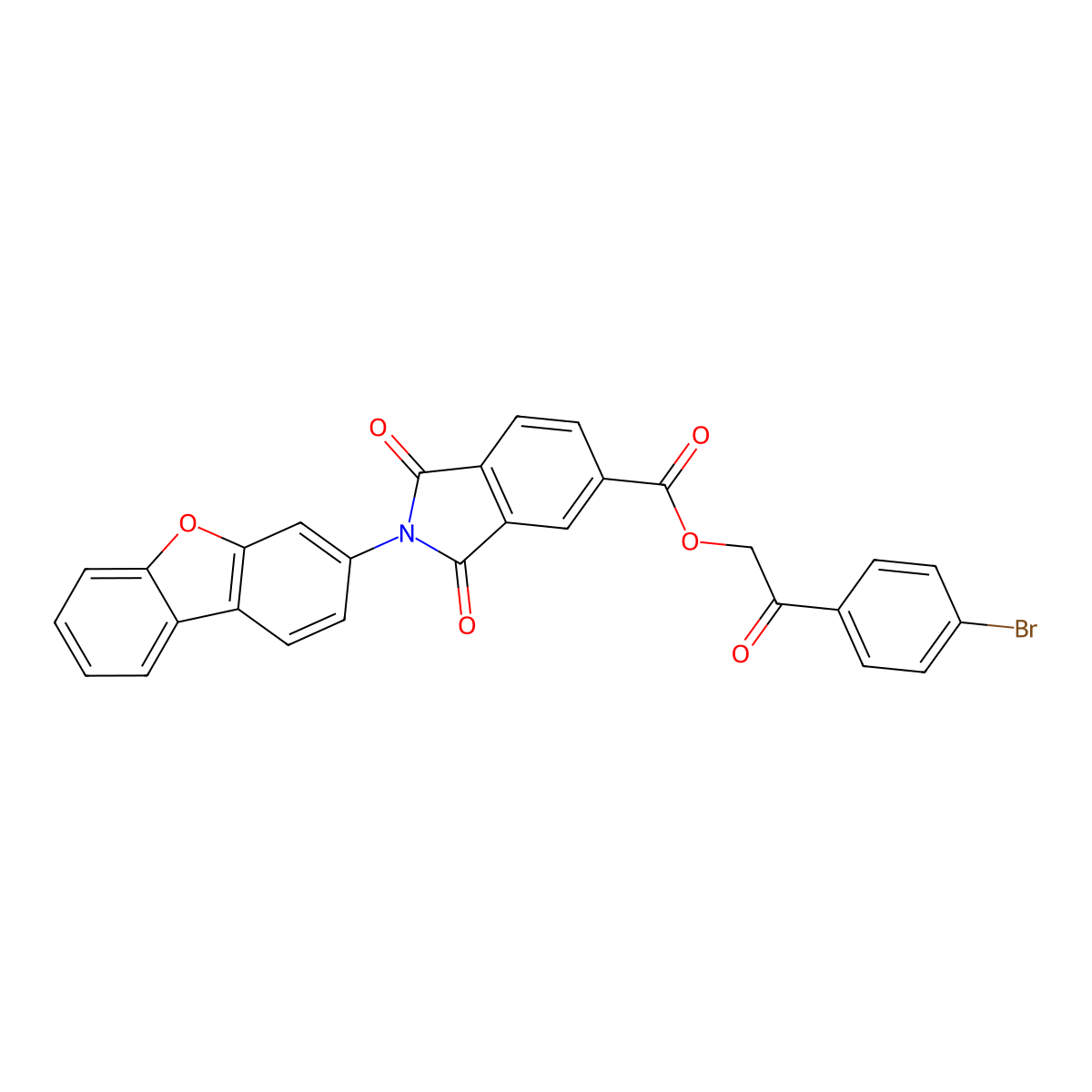 2-(4-Bromophenyl)-2-oxoethyl 2-dibenzo[b,d]furan-3-yl-1,3-dioxo-5-isoindolinecarboxylate molecular structure, CAS 311324-74-0
