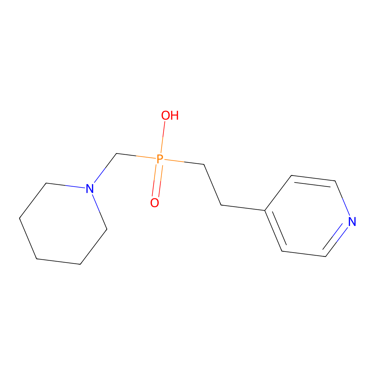(Piperidin-1-ylmethyl)(2-(pyridin-4-yl)ethyl)phosphinic acid molecular structure, CAS 311325-80-1