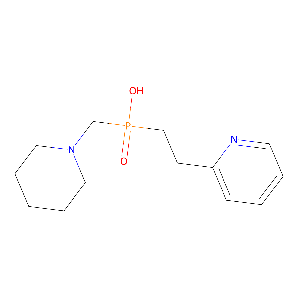 (Piperidin-1-ylmethyl)(2-(pyridin-2-yl)ethyl)phosphinic acid molecular structure, CAS 311325-83-4