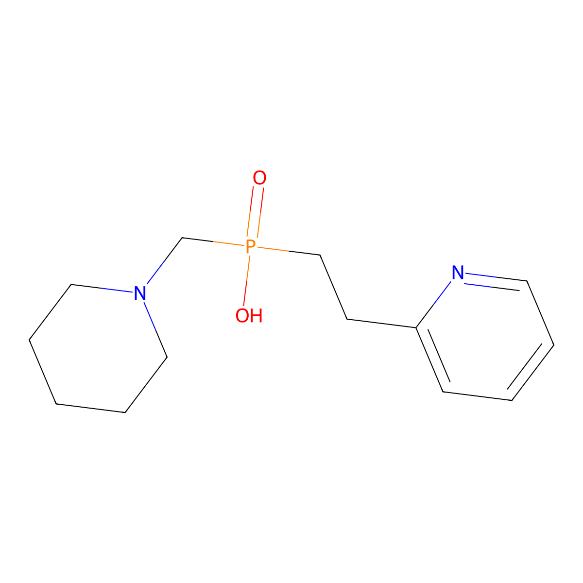 (Piperidin-1-ylmethyl)(2-(pyridin-2-yl)ethyl)phosphinic acid molecular structure, CAS 311325-83-4