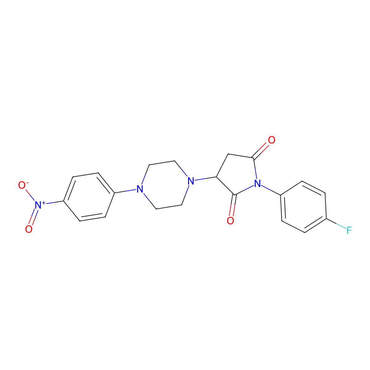 1-(4-Fluorophenyl)-3-[4-(4-nitrophenyl)piperazin-1-yl]pyrrolidine-2,5-dione molecular structure, CAS 311325-86-7