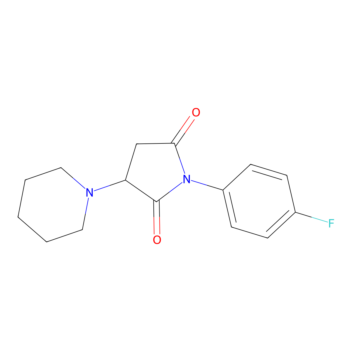 1-(4-Fluorophenyl)-3-piperidin-1-ylpyrrolidine-2,5-dione molecular structure, CAS 311325-88-9